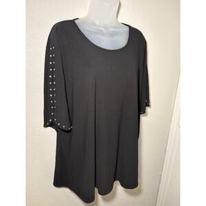 NWT Love Scarlett Black Rhinestone Detail Top, Size 3X